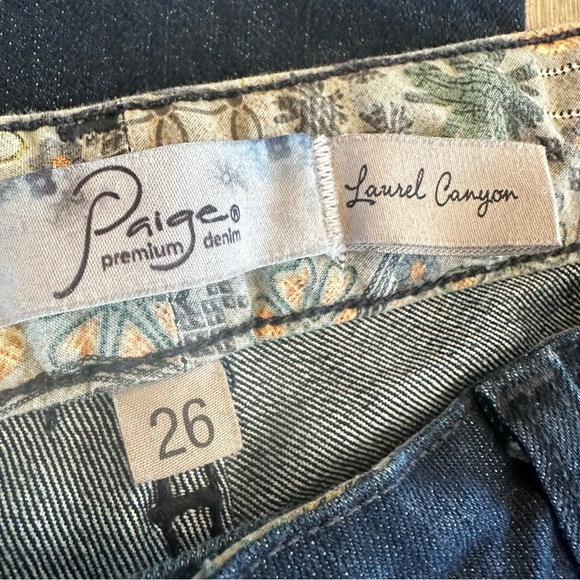 Paige Low Rise Laurel Canyon Bootcut Denim Jeans Dark Wash - Picture 6 of 9